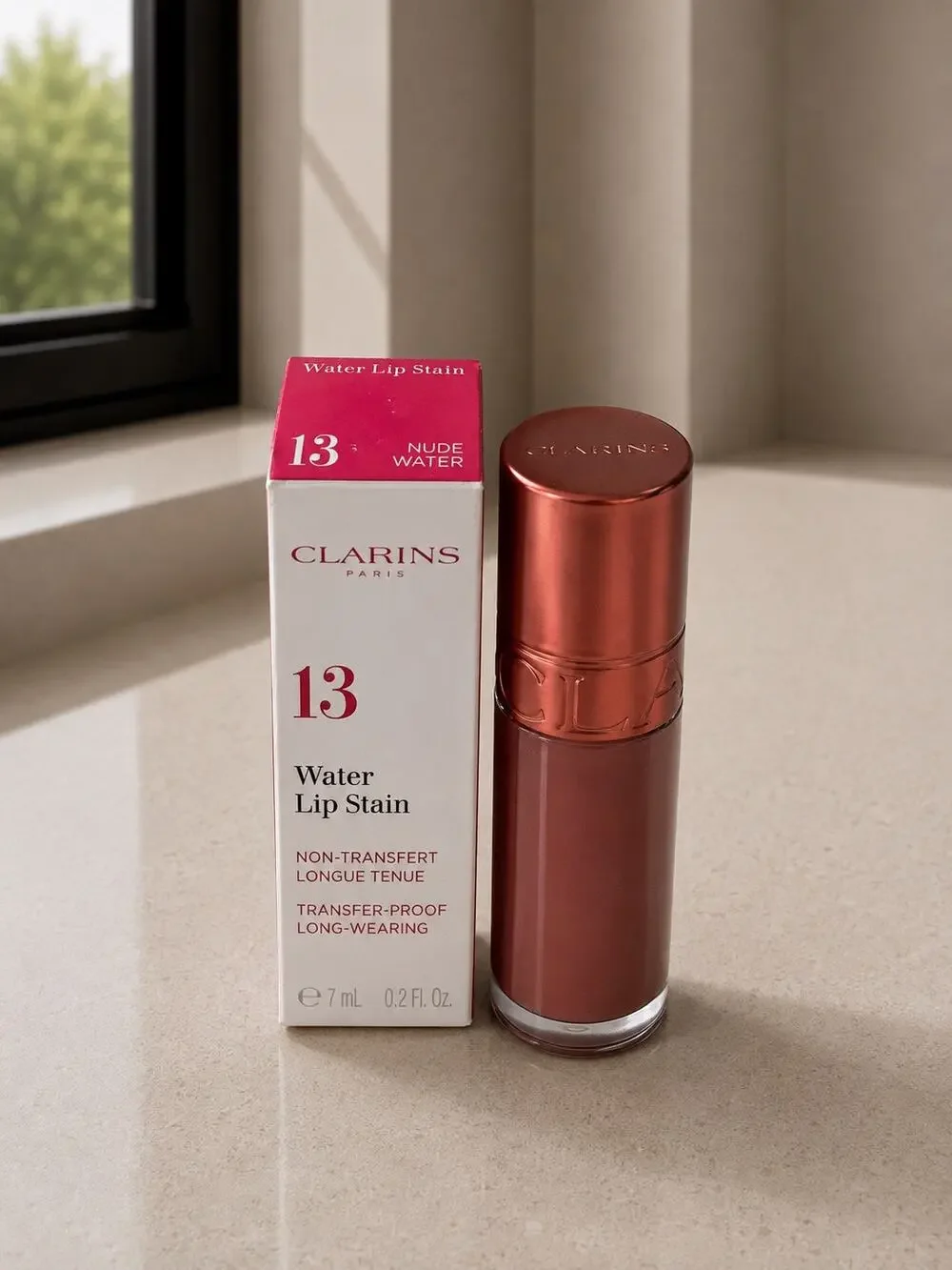 $32 Clarins Water Lip Stain 13 Nude Water Hydrating Lip Tint New in Box
